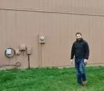 home inspector walking around a house