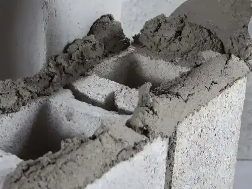 mortar on cinder blocks